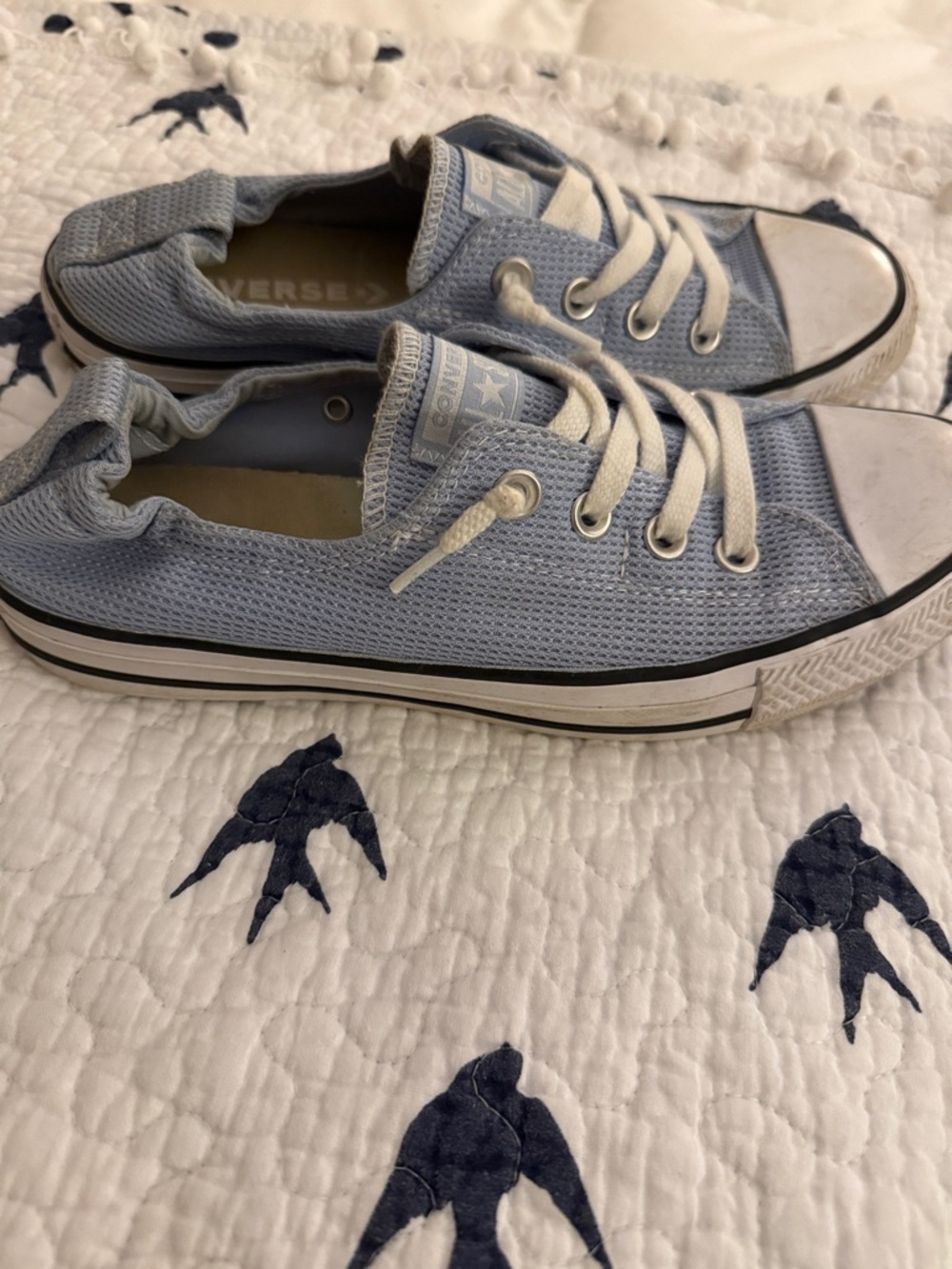 Converse All Star 9  Low Top Lace-Up Sneakers in Pale Blue and White
